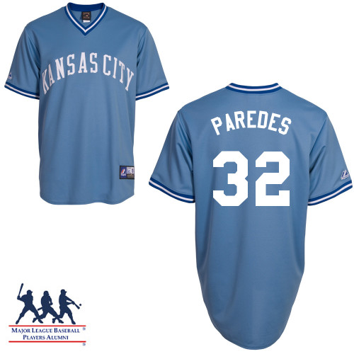 Jimmy Paredes #32 Youth Baseball Jersey-Kansas City Royals Authentic Alternate 1 Blue Cool Base MLB Jersey